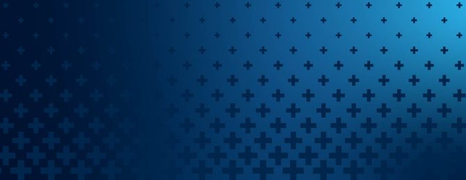 gradient blue background with pattern of plus signs